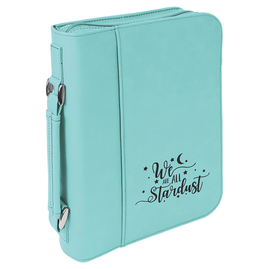 7 1/2" x 10 3/4" Teal Leatherette Book/Bible Cover with Handle & Zipper