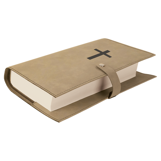 Light Brown Leatherette Book/Bible Cover with Snap Closure