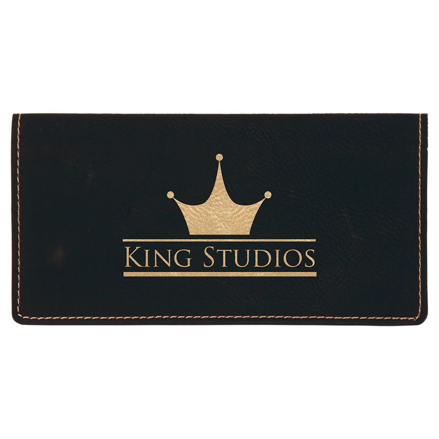 Black/Gold Leatherette Checkbook Cover