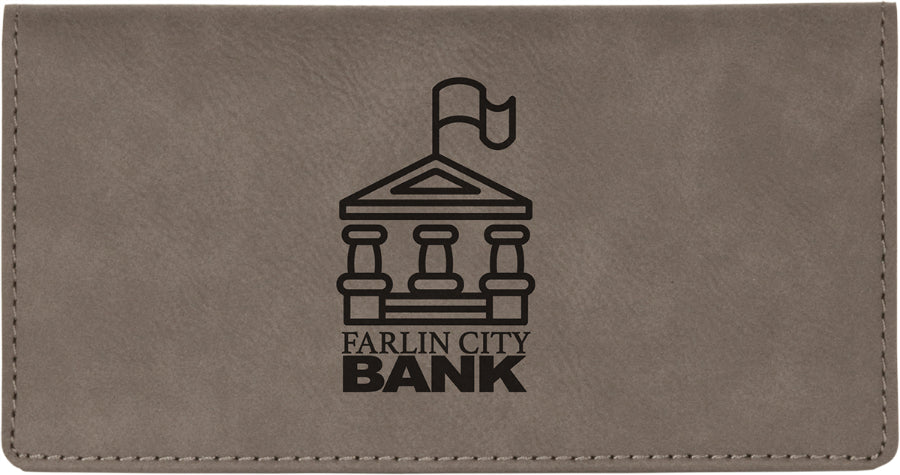 Gray Leatherette Checkbook Cover