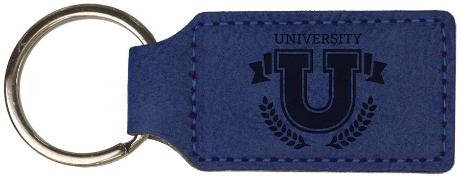 Blue/Black Leatherette Rectangle Keychain