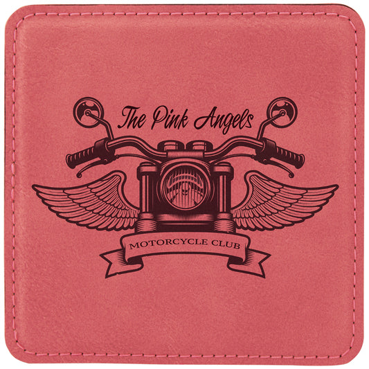 Pink Square Leatherette Coaster