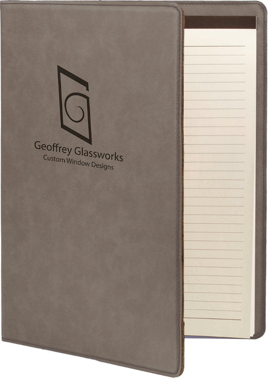 Gray Small Leatherette Portfolio with Notepad