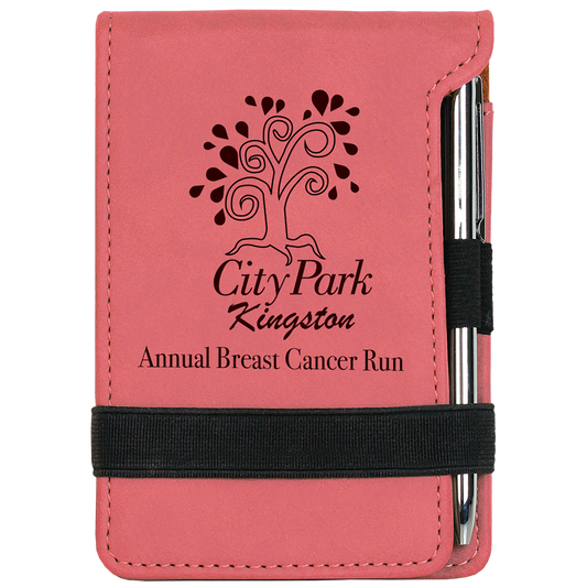 Pink Leatherette Mini Pad with Pen
