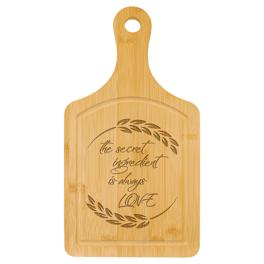 Bamboo Paddle Shaped Cutting Board with Drip Ring