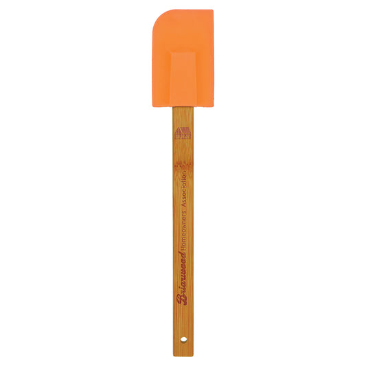 Orange Silicone Spatula with Bamboo Handle