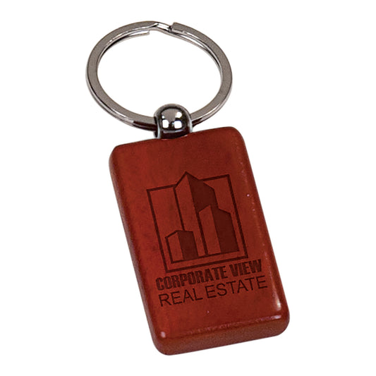 Rosewood Finish Wooden Rectangle Keychain