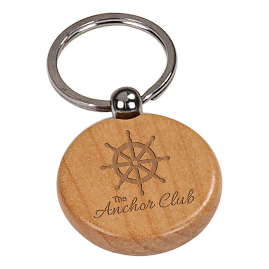 Maple Finish Round Keychain