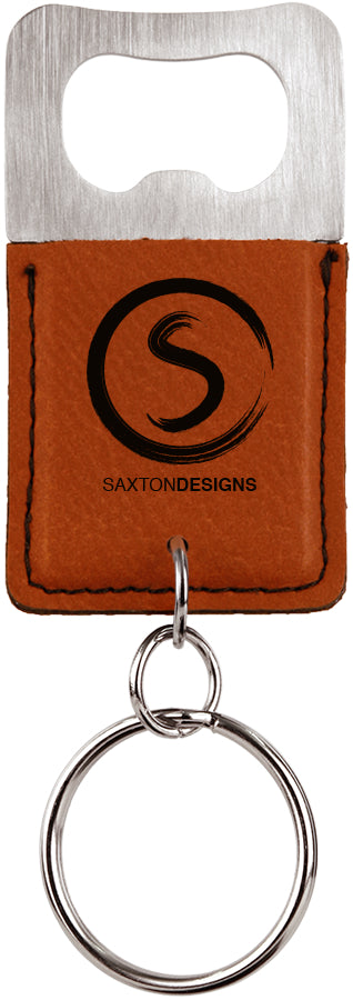 Rawhide Leatherette Rectangle Bottle Opener Keychain