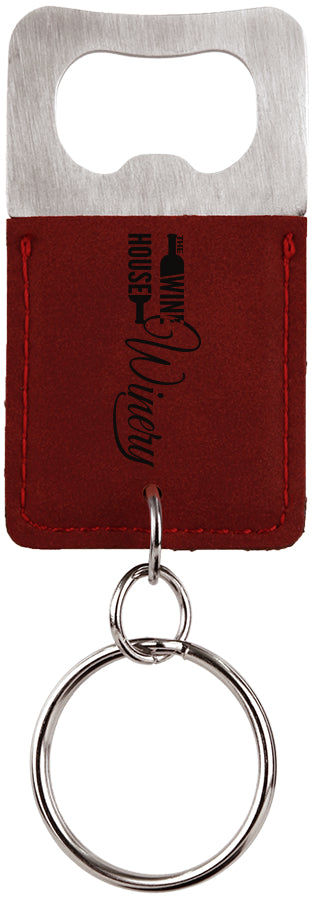 Rose' Leatherette Rectangle Bottle Opener Keychain