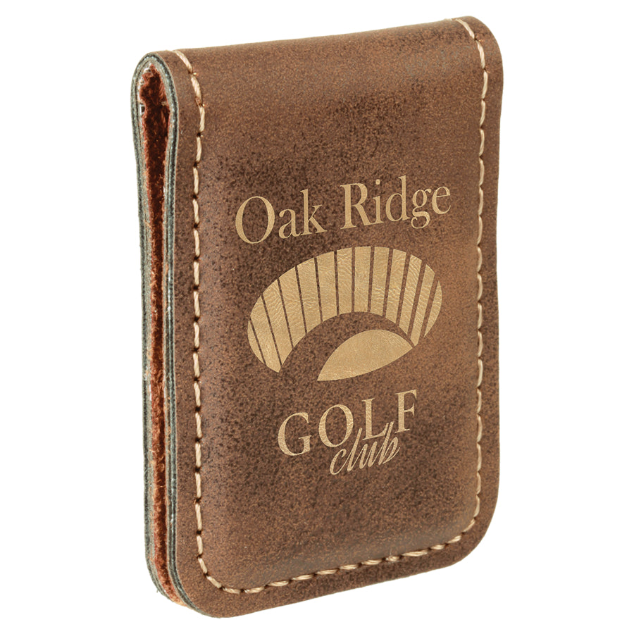 Rustic/Gold Laserable Leatherette Money Clip