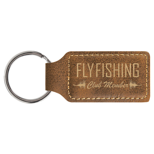 Rustic/Gold Leatherette Rectangle Keychain