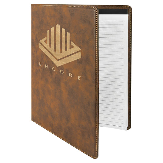 Rustic/Gold Leatherette Portfolio with Notepad