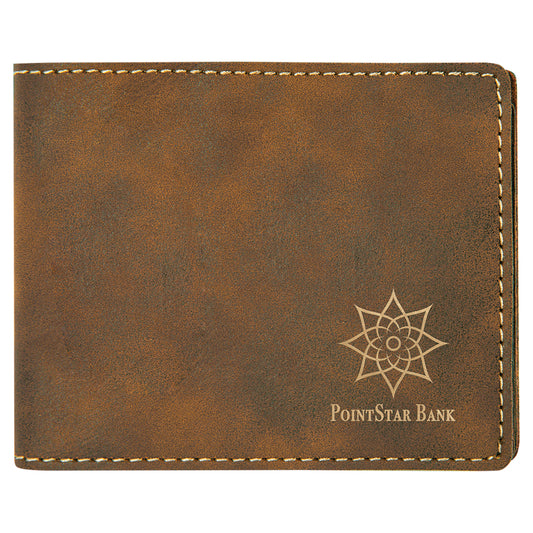 Rustic/Gold Leatherette Bifold Wallet