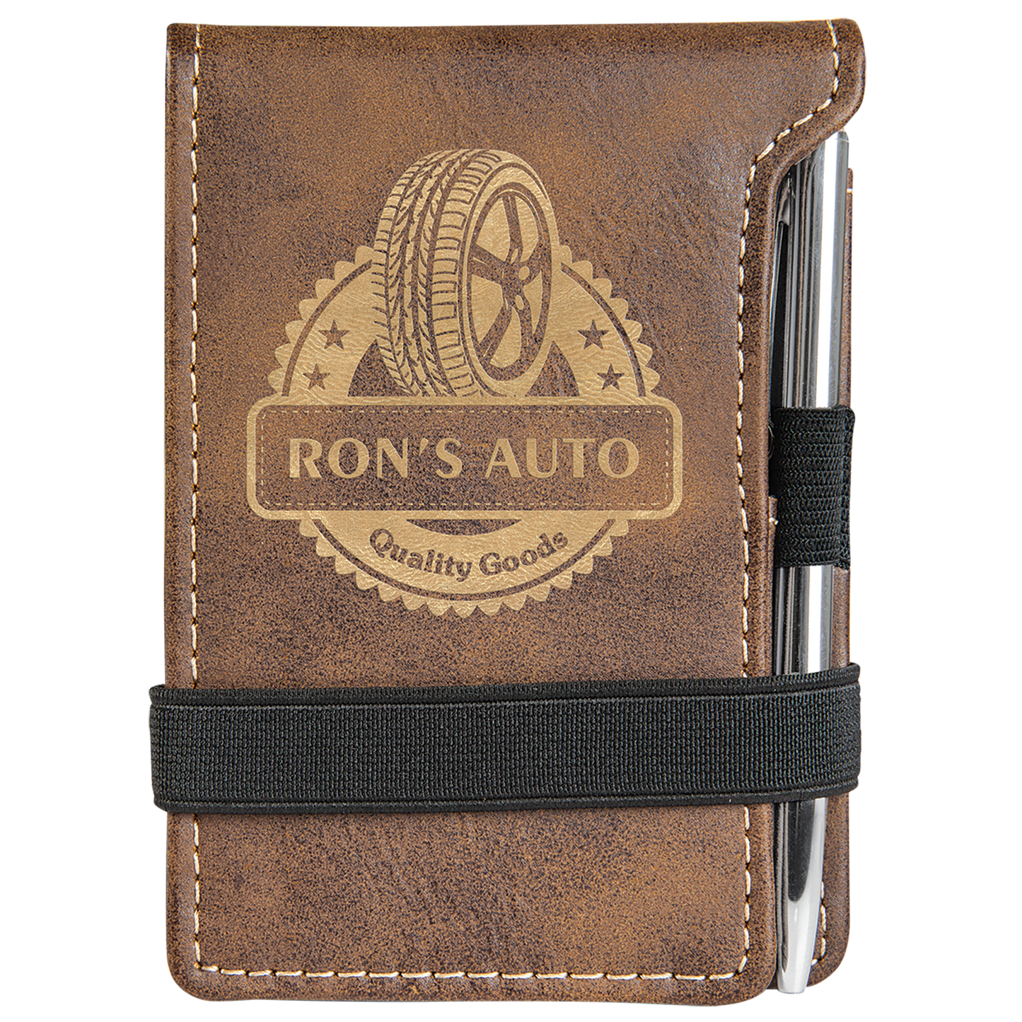 Rustic/Gold Leatherette Mini Pad with Pen