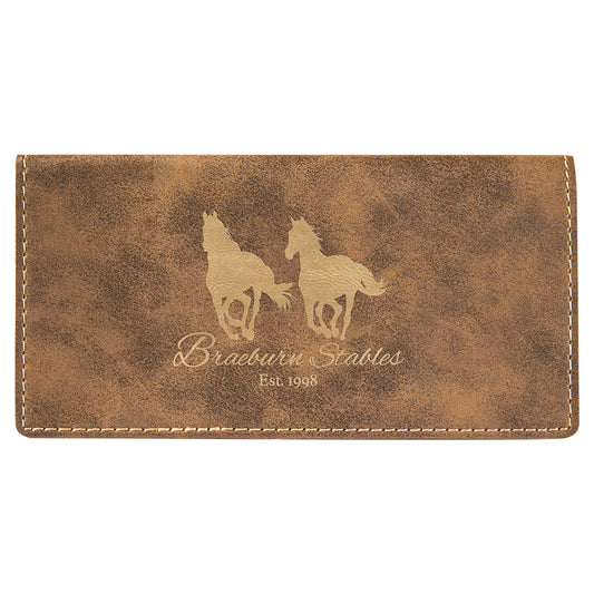 Rustic/Gold Leatherette Checkbook Cover