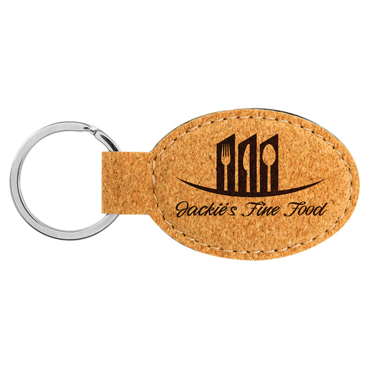 Cork Oval Keychain