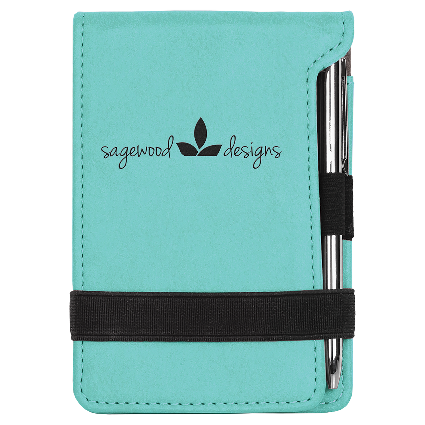 Teal Leatherette Mini Pad with Pen