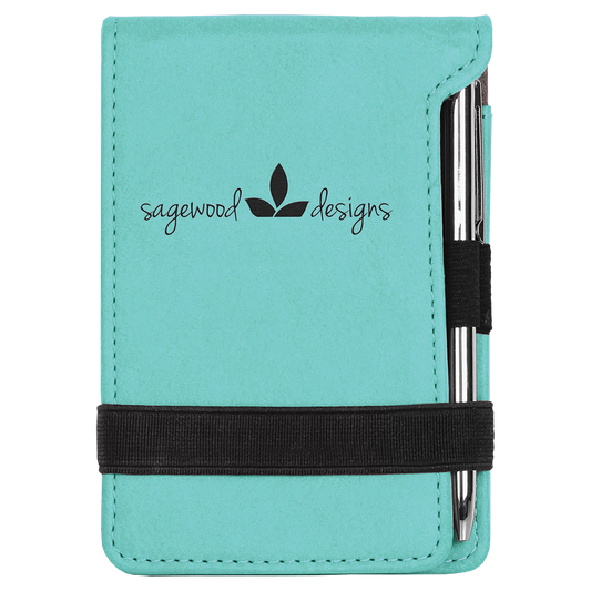 Teal Leatherette Mini Pad with Pen