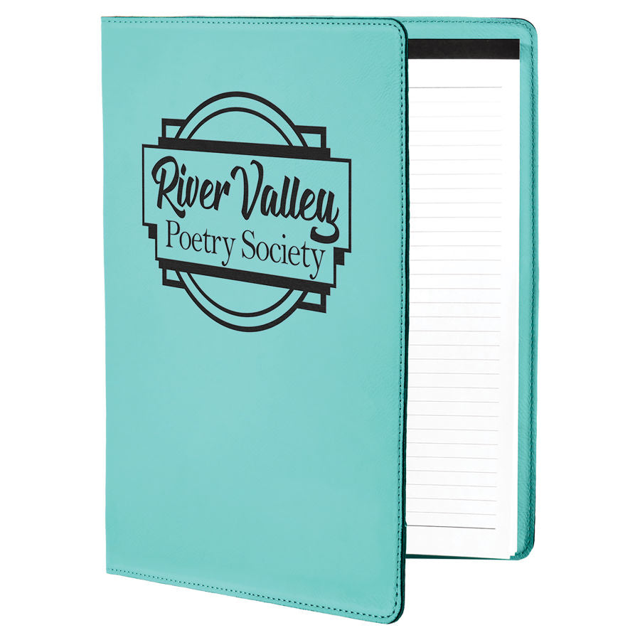 Teal Leatherette Portfolio with Notepad
