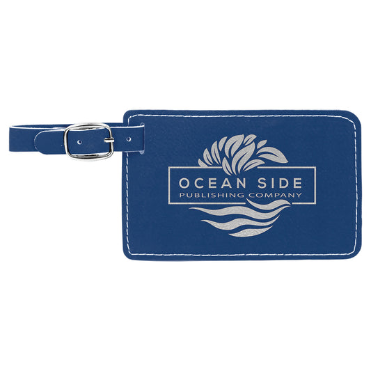 Blue/Silver Leatherette Luggage Tag