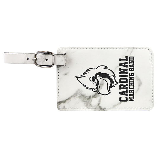 White Marble Leatherette Luggage Tag