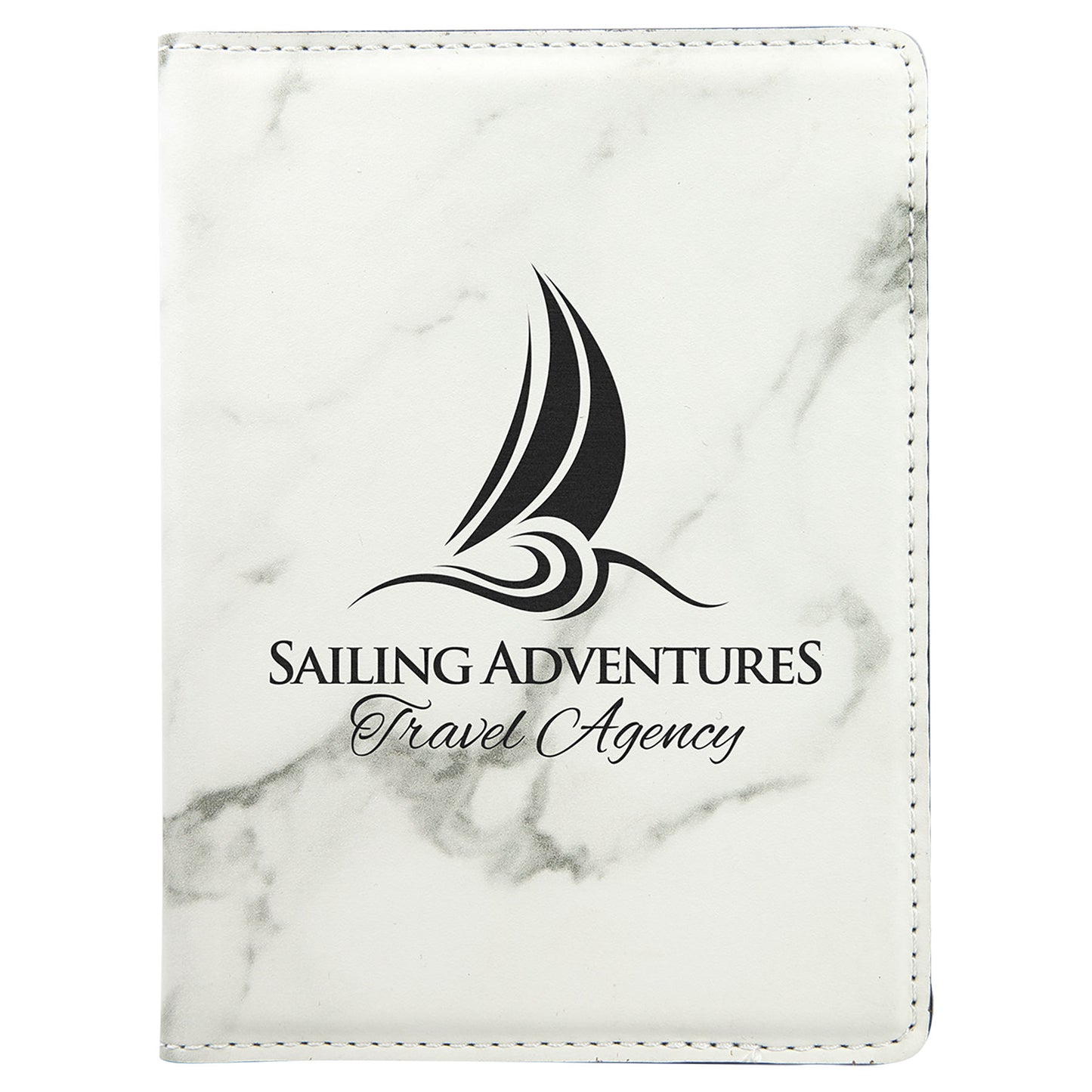 White Marble Leatherette Passport Holder