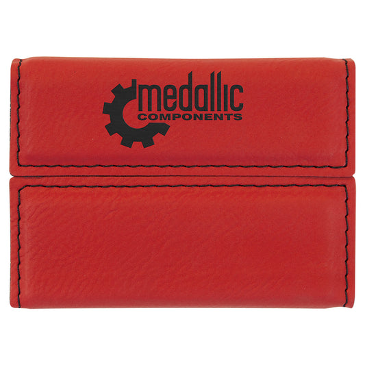 Red Leatherette Hard Business Card Holder