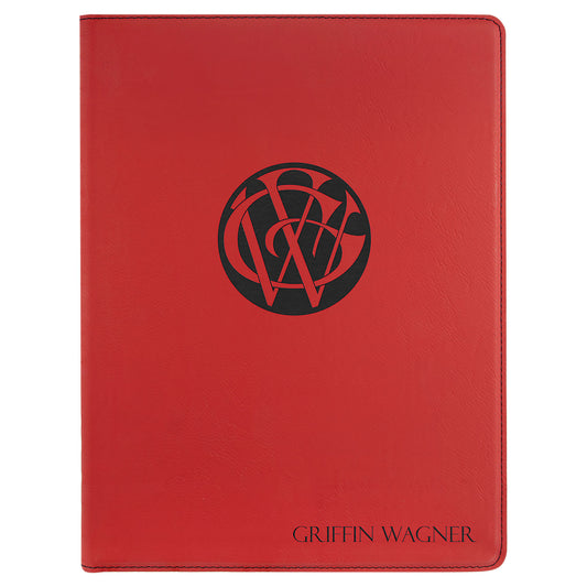 Red Leatherette Portfolio with Notepad