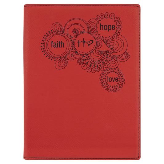 7" x 9" Red Laserable Leatherette Small Portfolio with Notepad