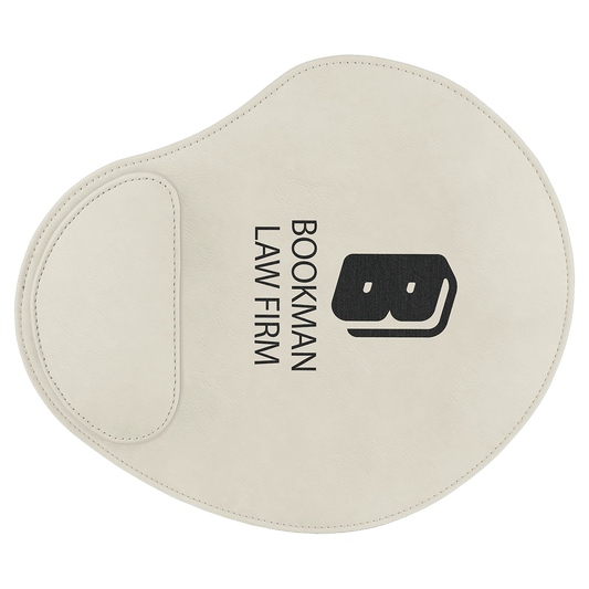 9" x 10 1/4" White Leatherette Mouse Pad