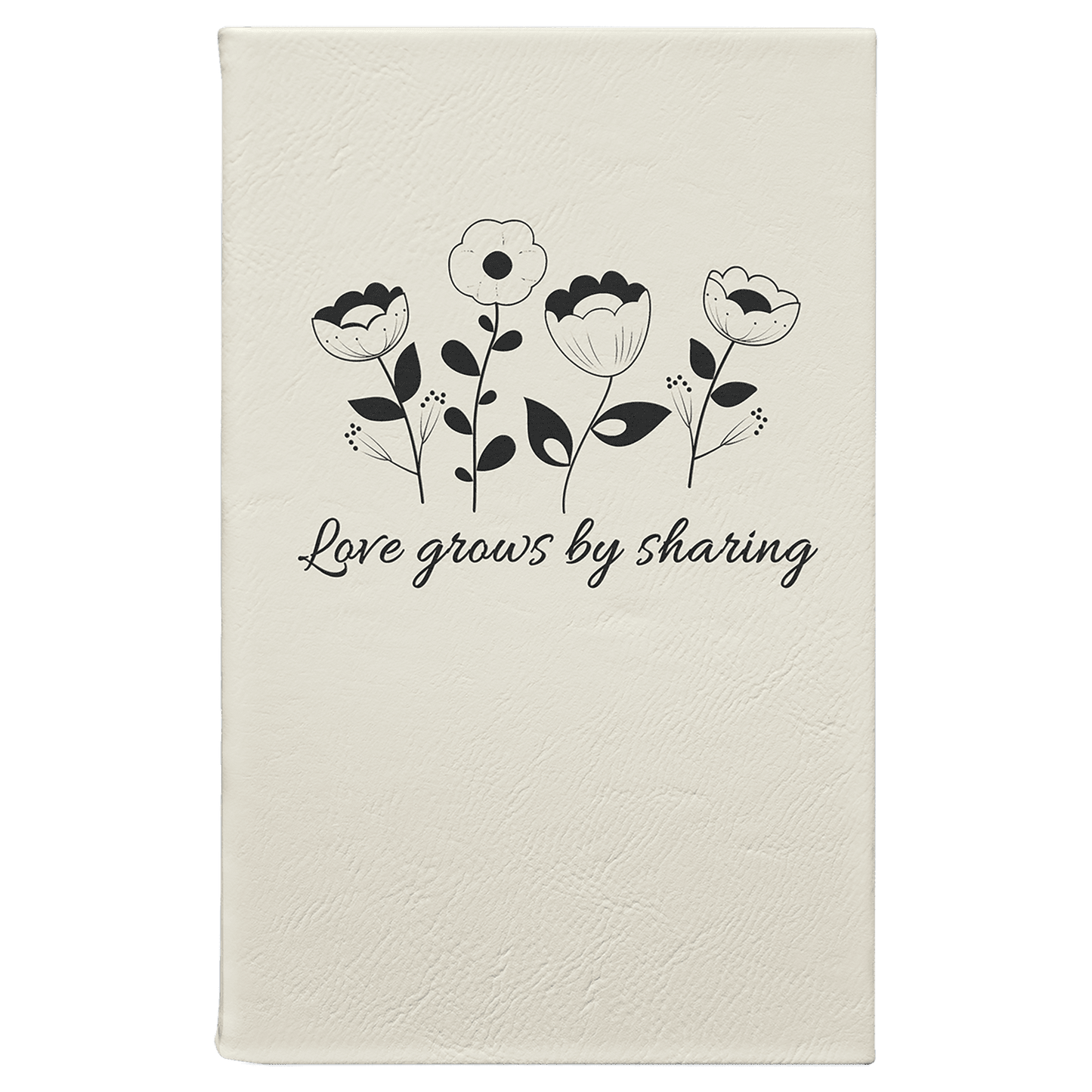 5 1/4" x 8 1/4" White/Black Laserable Leatherette Journal with Lined Notepad