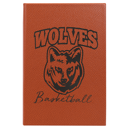 5 1/4" x 8 1/4" Basketball Laserable Leatherette Journal with Lined Notepad