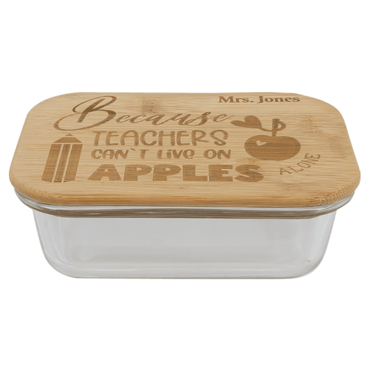 12 oz. Rectangle Glass Container with Bamboo Lid