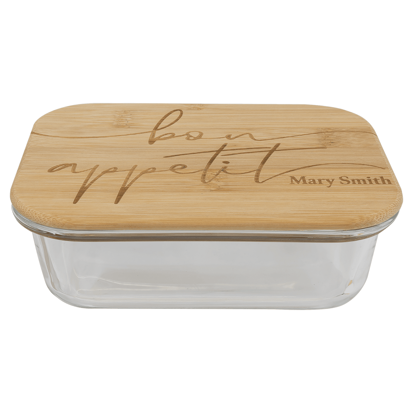 21 oz. Rectangle Glass Container with Bamboo Lid