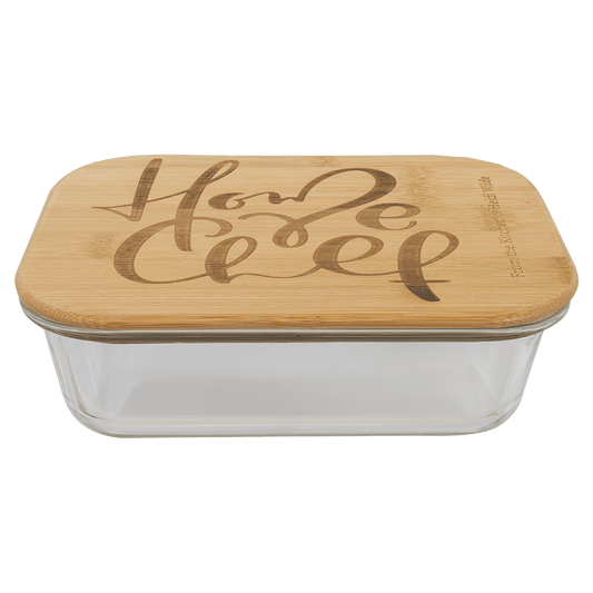 35 oz. Rectangle Glass Container with Bamboo Lid