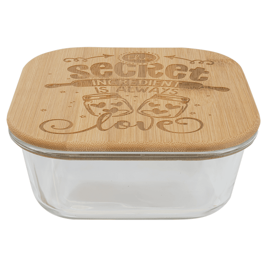 27 oz. Square Glass Container with Bamboo Lid