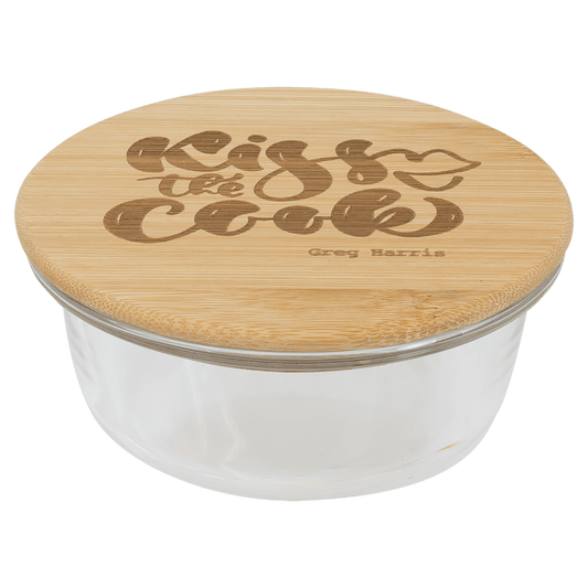 13 oz. Round Glass Container with Bamboo Lid