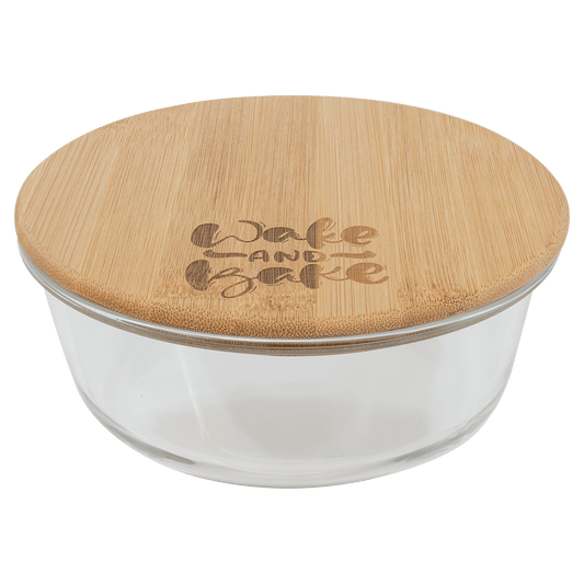 32 oz. Round Glass Container with Bamboo Lid
