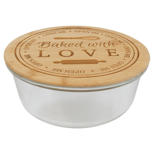 44 oz. Round Glass Container with Bamboo Lid