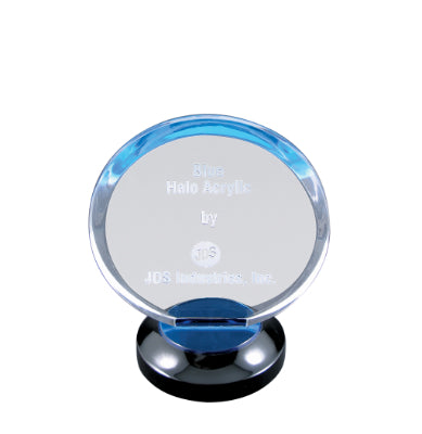 7" Blue Round Halo Acrylic with Base