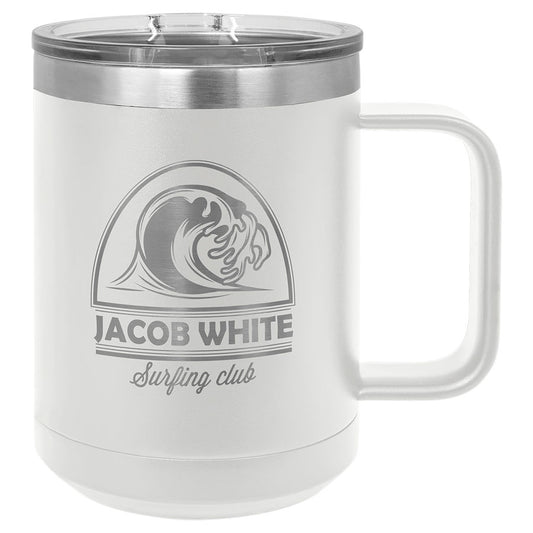 White Polar Camel 15 oz. Coffee Mug with Slider Lid