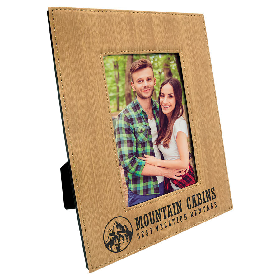 Bamboo 4" x 6" Leatherette Photo Frame