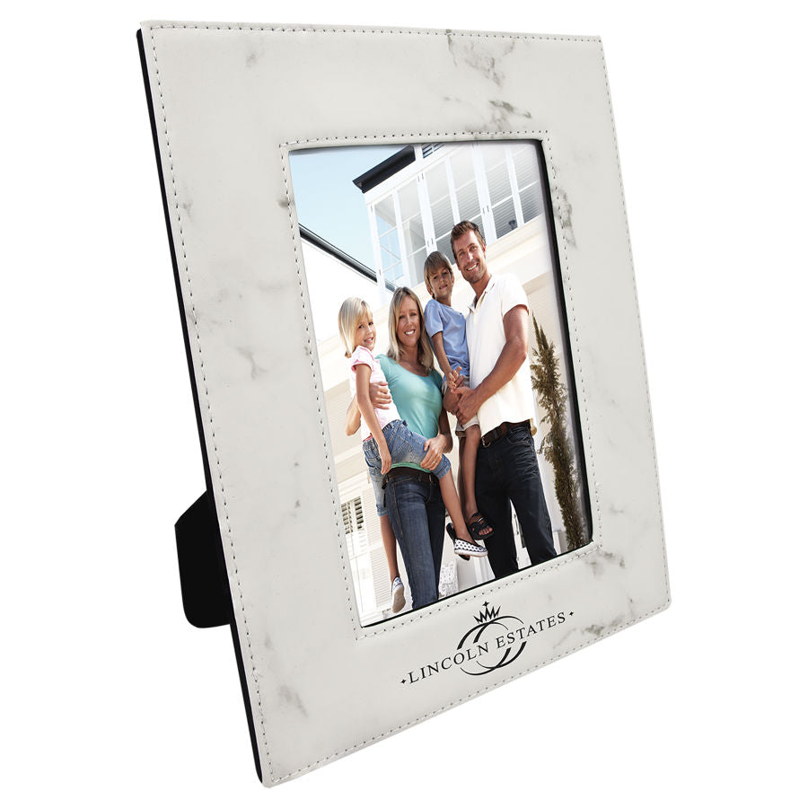 White Marble 5" x 7" Leatherette Photo Frame