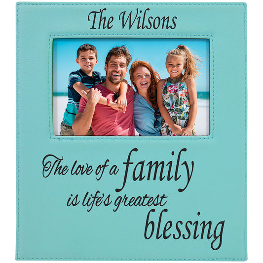 Teal 4" x 6" Leatherette Photo Frame with Engraving Area