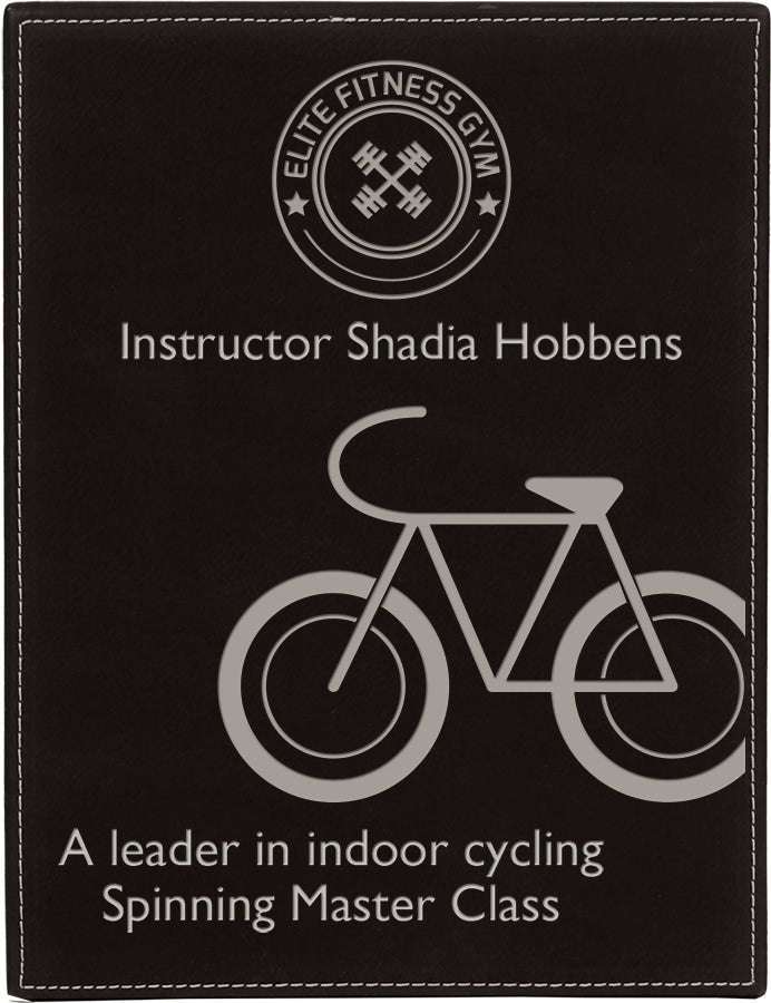 Black/Silver 10 1/2" x 13" Laserable Leatherette Plaque