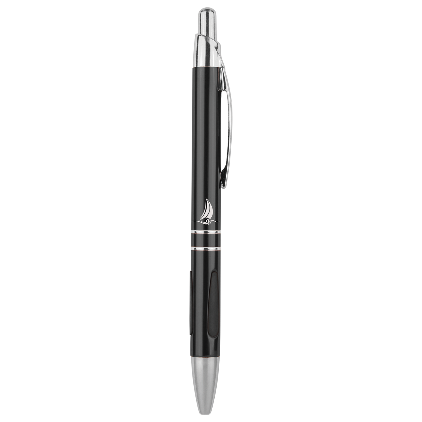 Gloss Black Anodized Aluminum Ballpoint Pen with Rubber Gripper