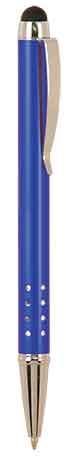 Gloss Blue Anodized Aluminum Ballpoint Pen with Stylus