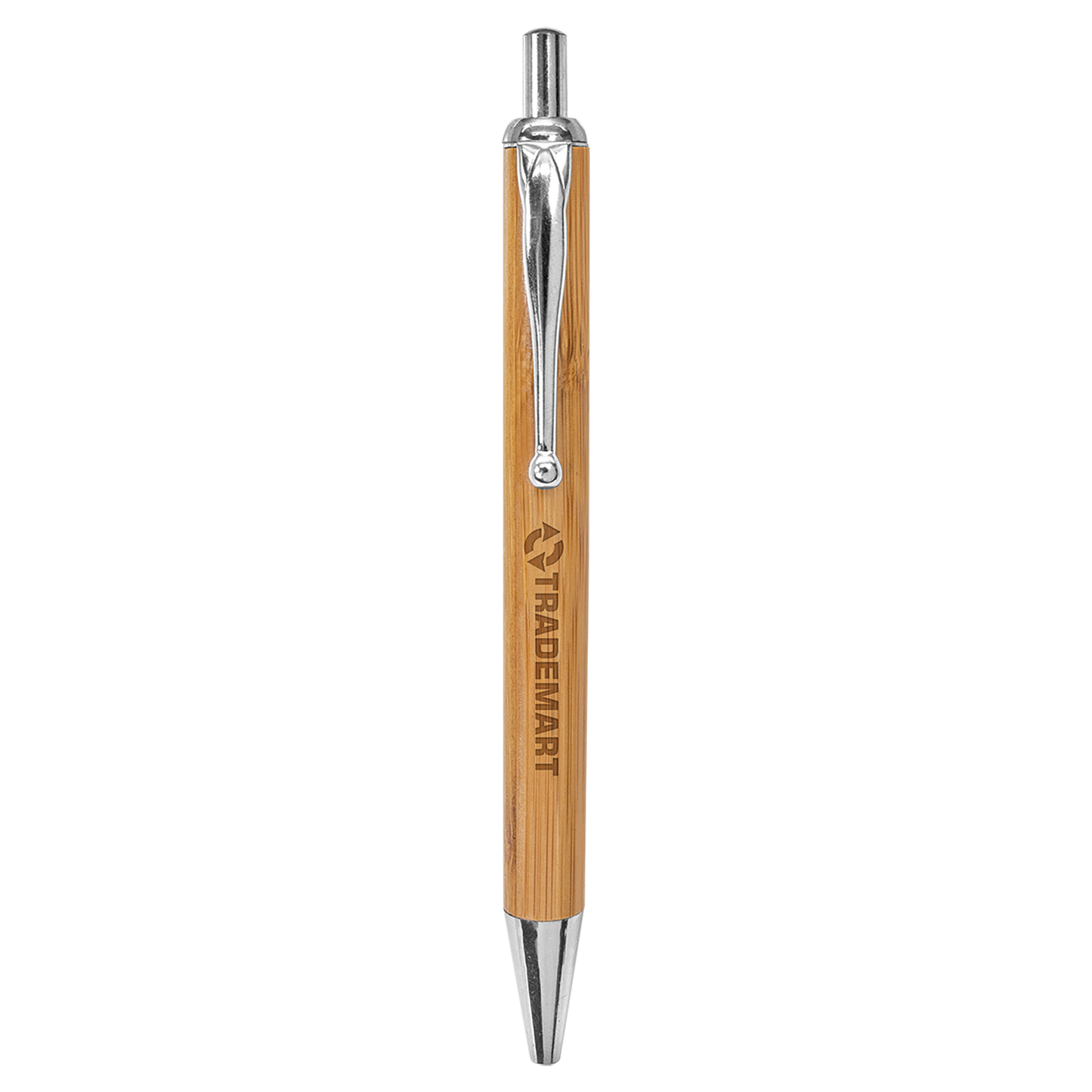 Bamboo Ballpoint Pen with Silver Trim