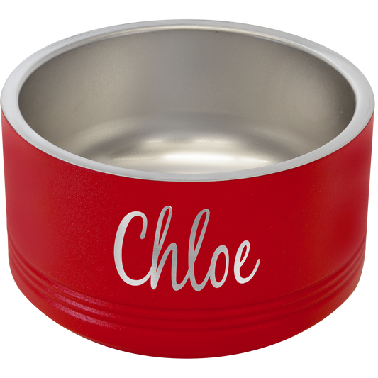 Red 18 oz. Polar Camel Powder Coated Stainless Steel Dog Bowl